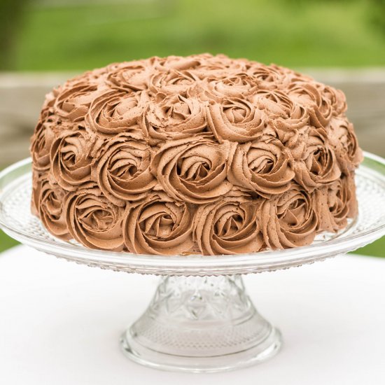 Chocolate Fudge Marble Rose Cake