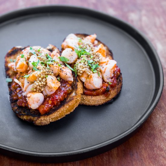 Shrimp Toast with Tomato Jam