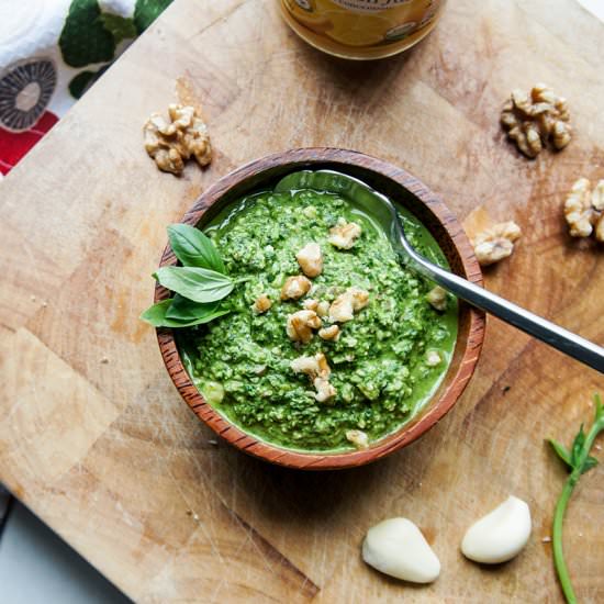 Lightened Up Basil Walnut Pesto