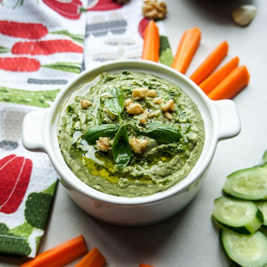 Basil Pesto White Bean Hummus