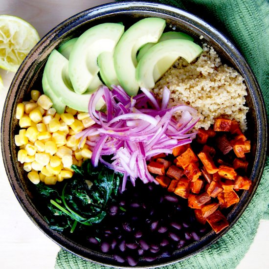 Mexican Veg Bowl + Pickled Onions