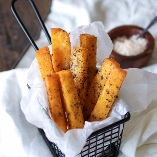 Baked Cheesy Polenta Chips