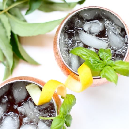 peach basil moscow mule