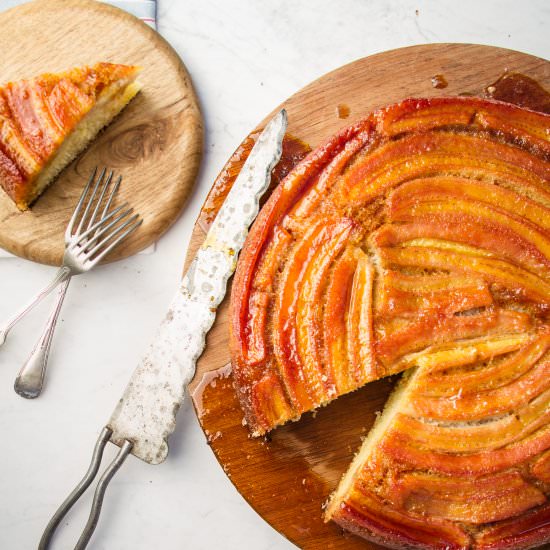 Up-side down banana cake