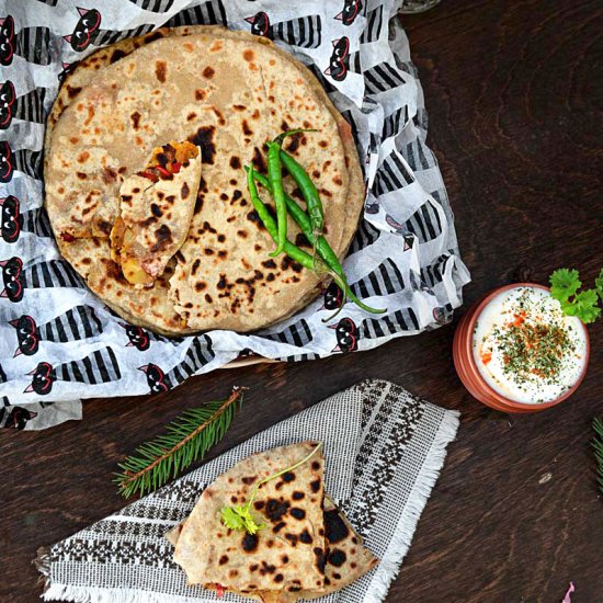 PEPPER ONION POTATO PARATHA