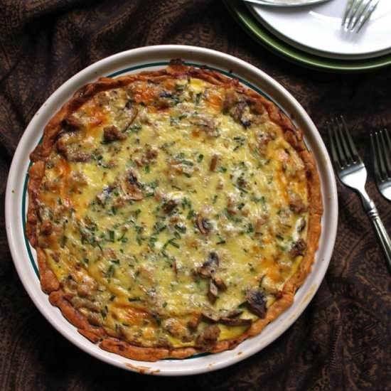 Sausage Mushroom Quiche with Chives