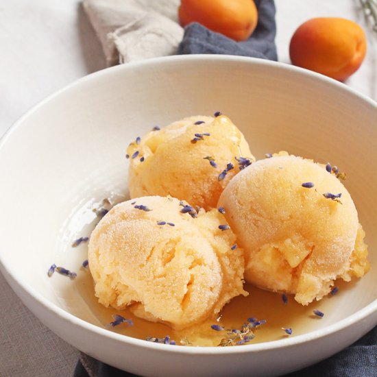 White apricot sorbet + lavender