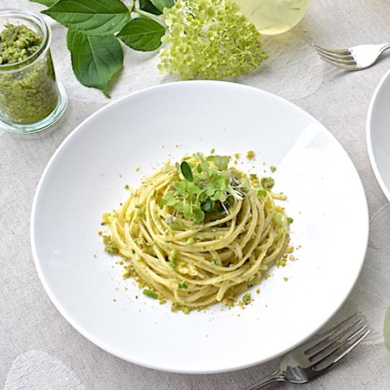 Pasta with garlic scape pesto