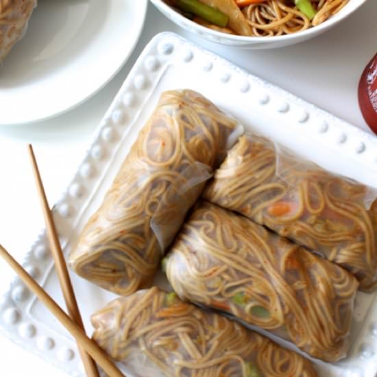 Teriyaki Soba Noodle Spring Rolls