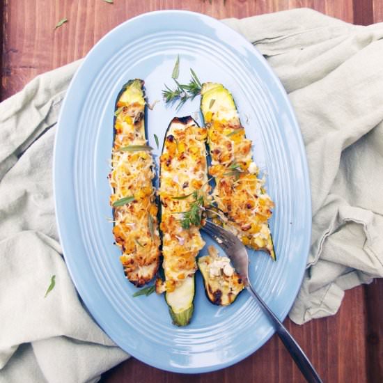 Corn and Ricotta Stuffed Zucchini