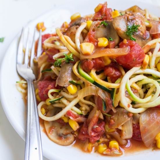 Zucchini Noodles with Tomato Sauce