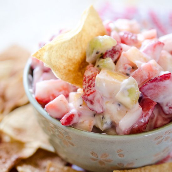 Fruit & Yogurt Dip with Baked Chips