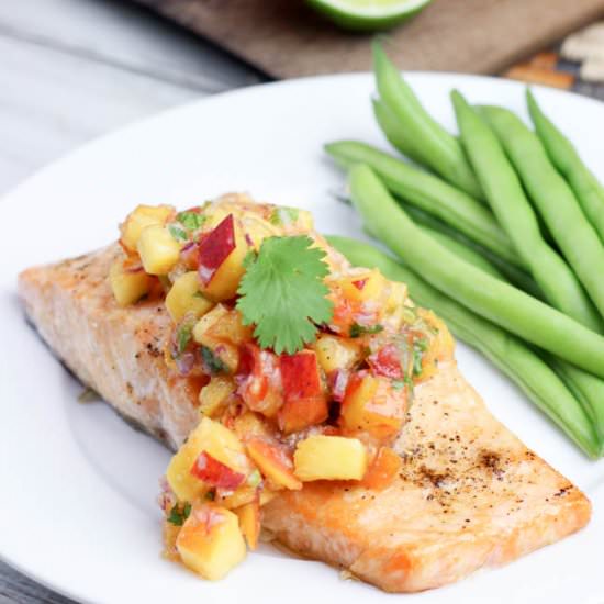 Cedar Plank Salmon w/ Peach Salsa