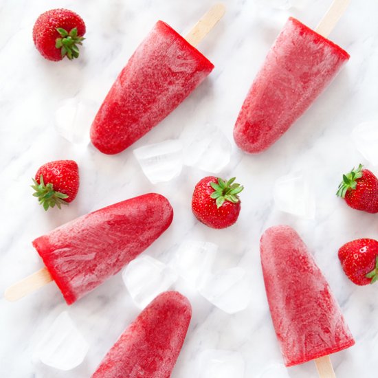 Strawberry Sorbet Popsicles