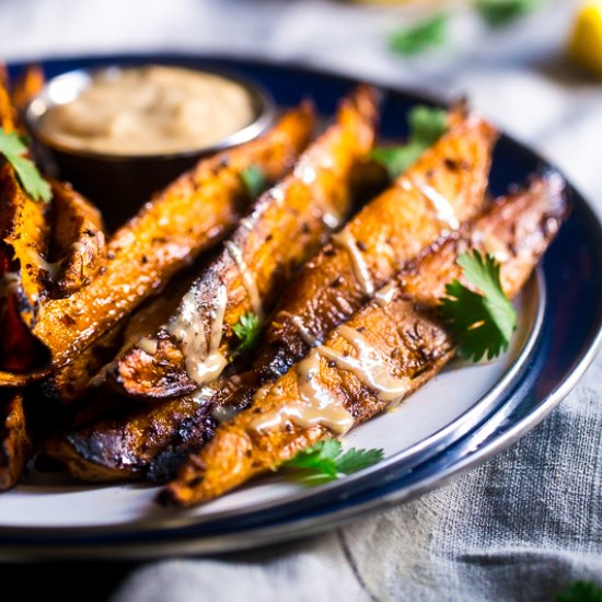 Maple Tahini Grilled Sweet Potatoes