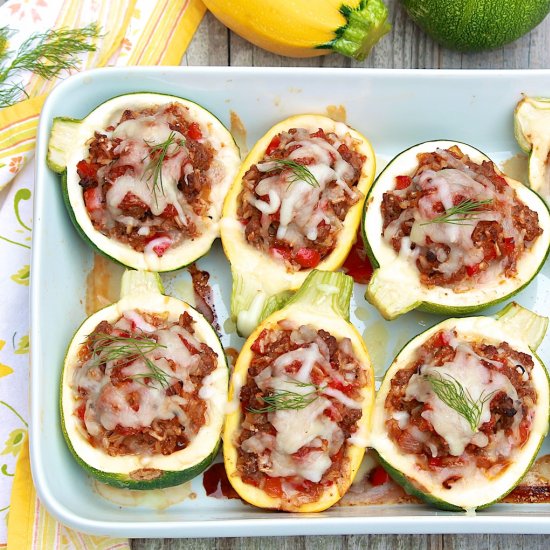 Beef & Rice Stuffed 8-Ball Zucchini