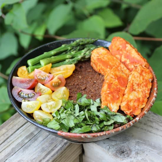 Buffalo Wing Tempeh and Spiced Teff