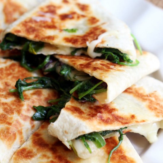 Greens, Jalapeno, Brie Quesadillas