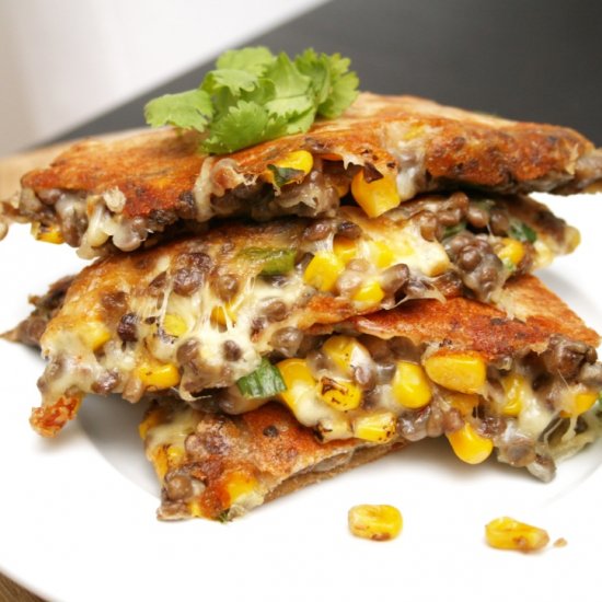 Roasted Corn and Lentil Quesadilla