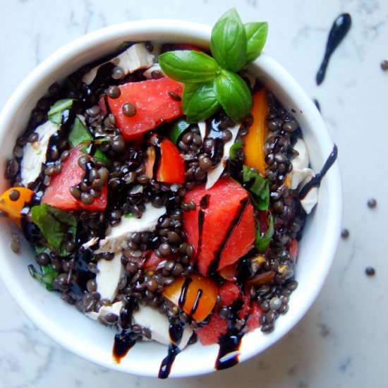 Lentil and Watermelon Caprese Salad