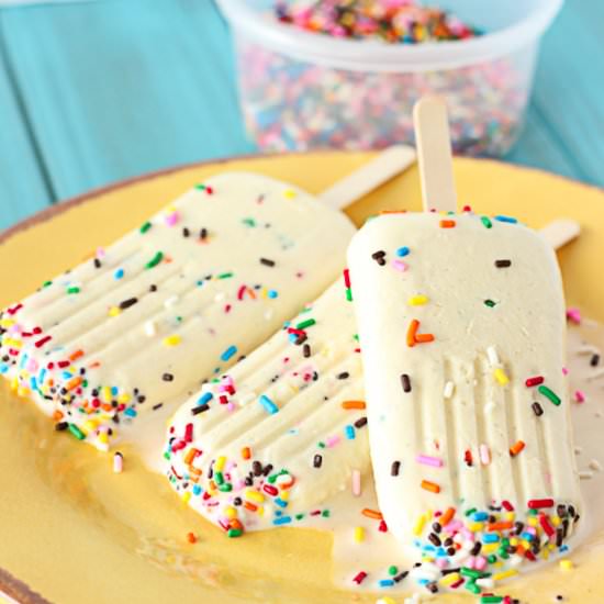 Cake Batter Popsicles