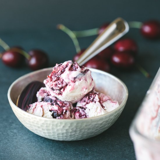 Roasted Cherry Cardamom Ice Cream