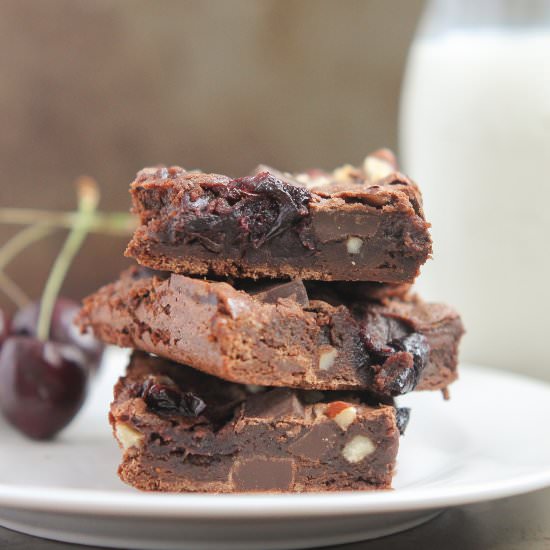 Roasted Cherry Hazelnut Brownies