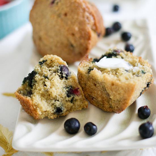 Blueberry Lime Cornmeal Muffins