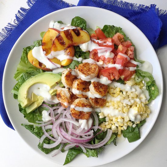 Shrimp Salad with Grilled Peaches