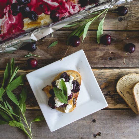 Roasted Cherry + Goat Cheese Toast