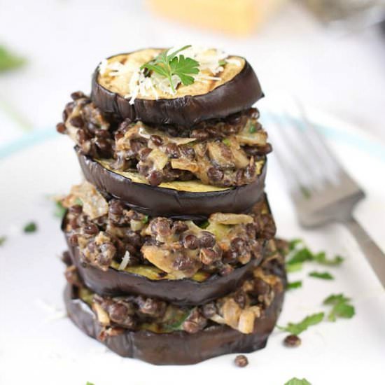 Lentil and Aubergine Stack