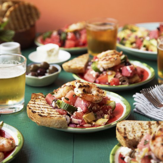 Grilled Shrimp and Watermelon Salad