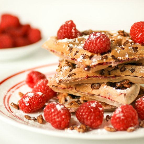 Chocolate Crunch Raspberry Waffles