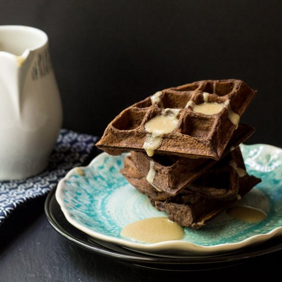 Chocolate Waffles & Whiskey Sauce