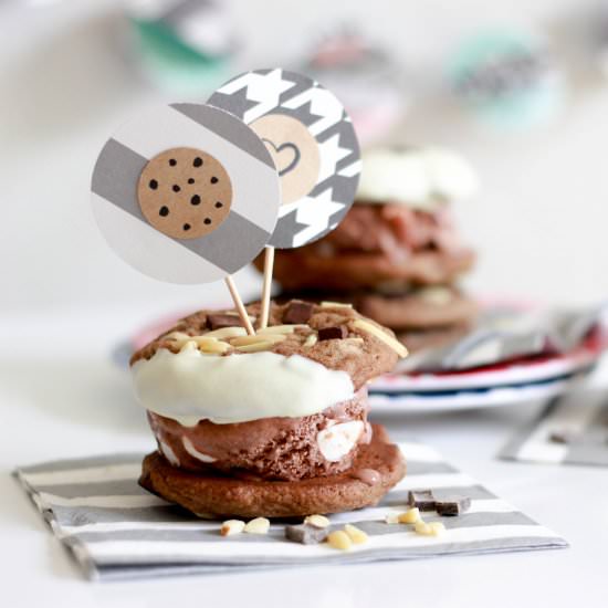 Rocky Road Ice Cream Sandwiches