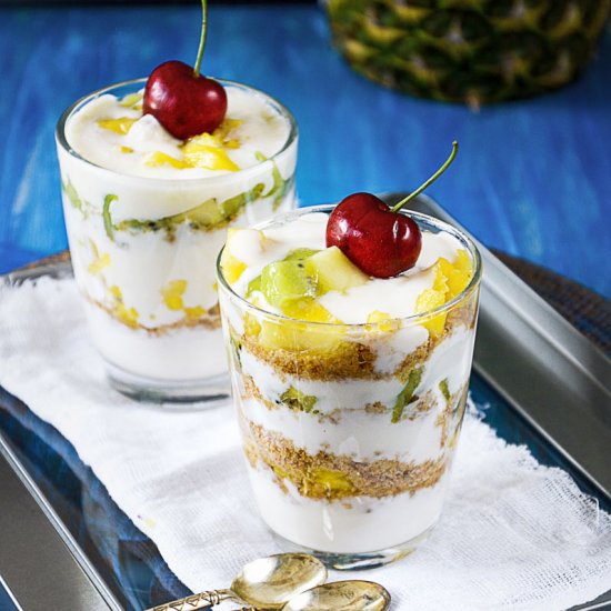 Pineapple Kiwi Honey Yogurt Parfait