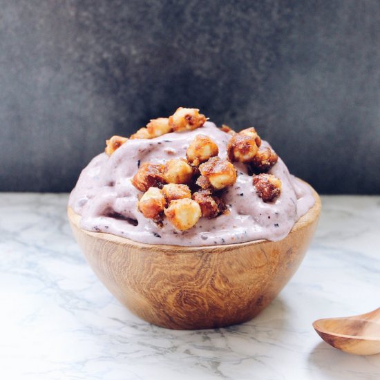 Blueberry Ice Cream with Hazelnuts