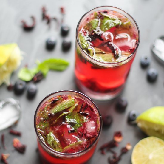 Blueberry Hibiscus Mojitos