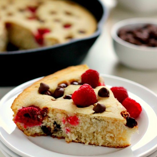 Baked Raspberry Chocolate Chip Pancake