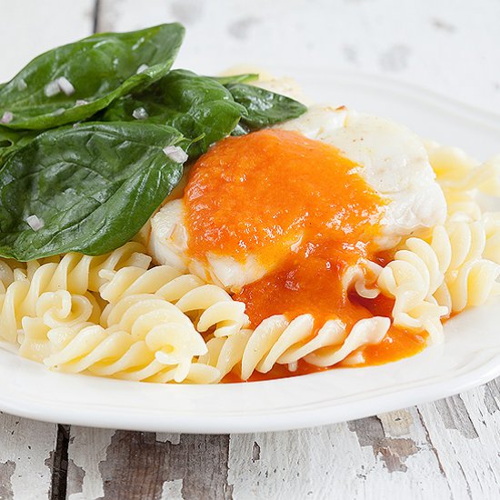 Cod with Roasted Red Pepper Sauce