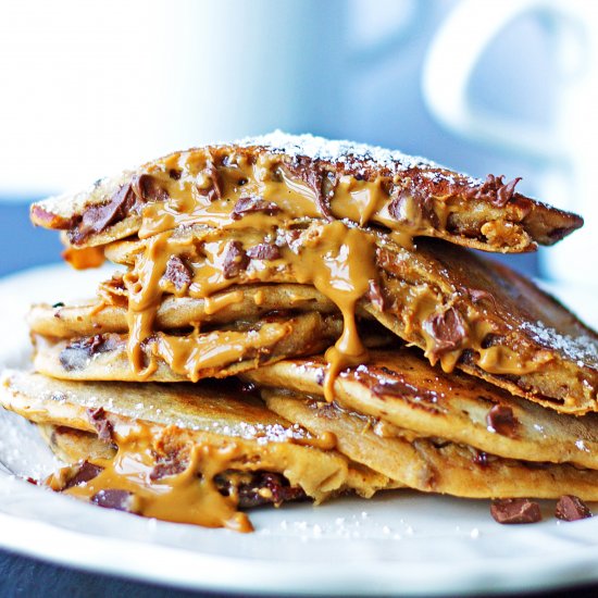 Cookie Dough Stuffed Pancakes