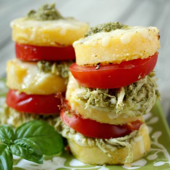 Pesto Chicken Polenta Stacks