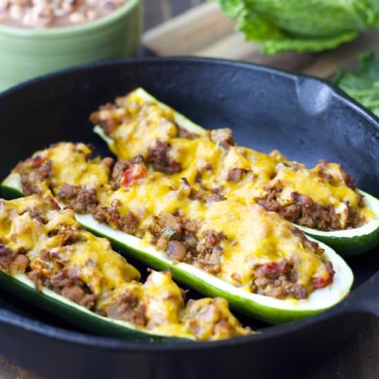 Cabbage Stuffed Zucchini Boats