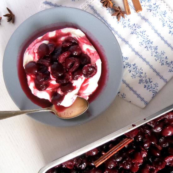 Roasted Cherries & Strained Yogurt