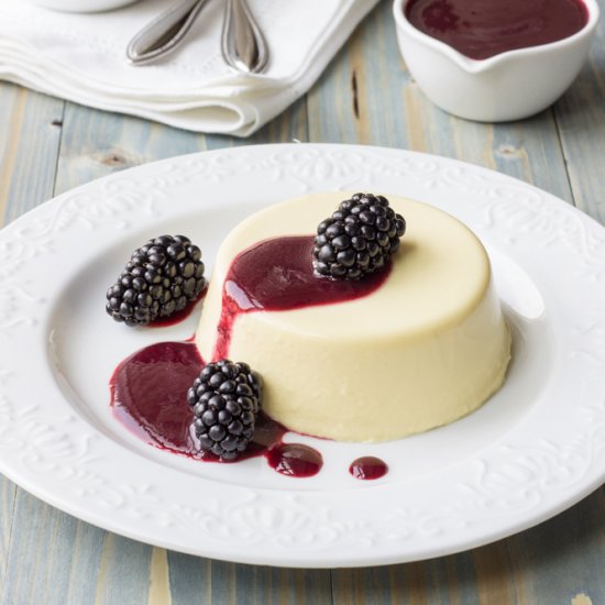 Corn Panna Cotta, Blackberry Sauce