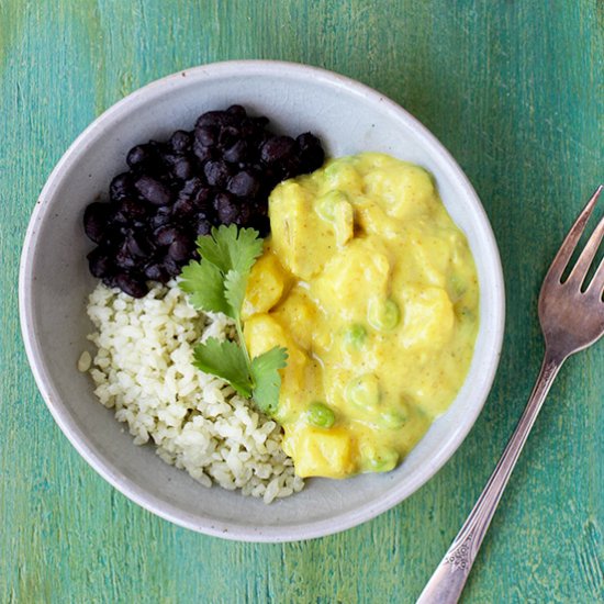 Coconut Curry Potatoes and Peas