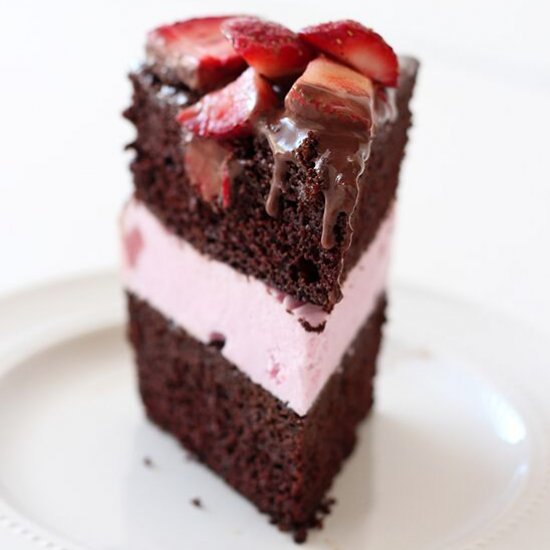 Chocolate Strawberry Ice Cream Cake