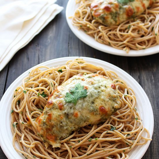 Baked Chicken Pesto Parmesan