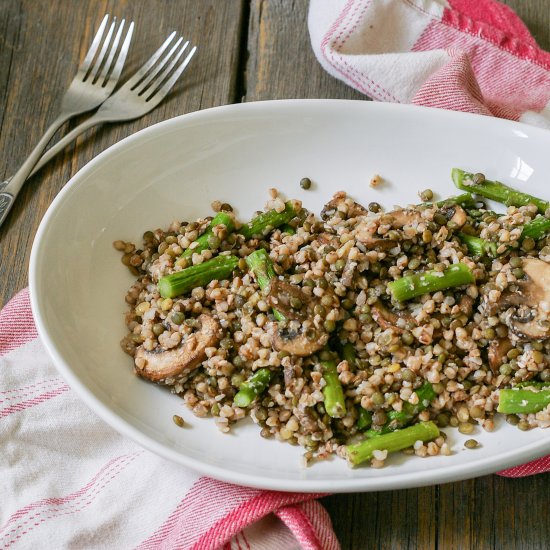 Asparagus cremini buckwheat salad