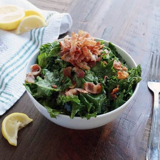 Warm Kale Bacon Salad